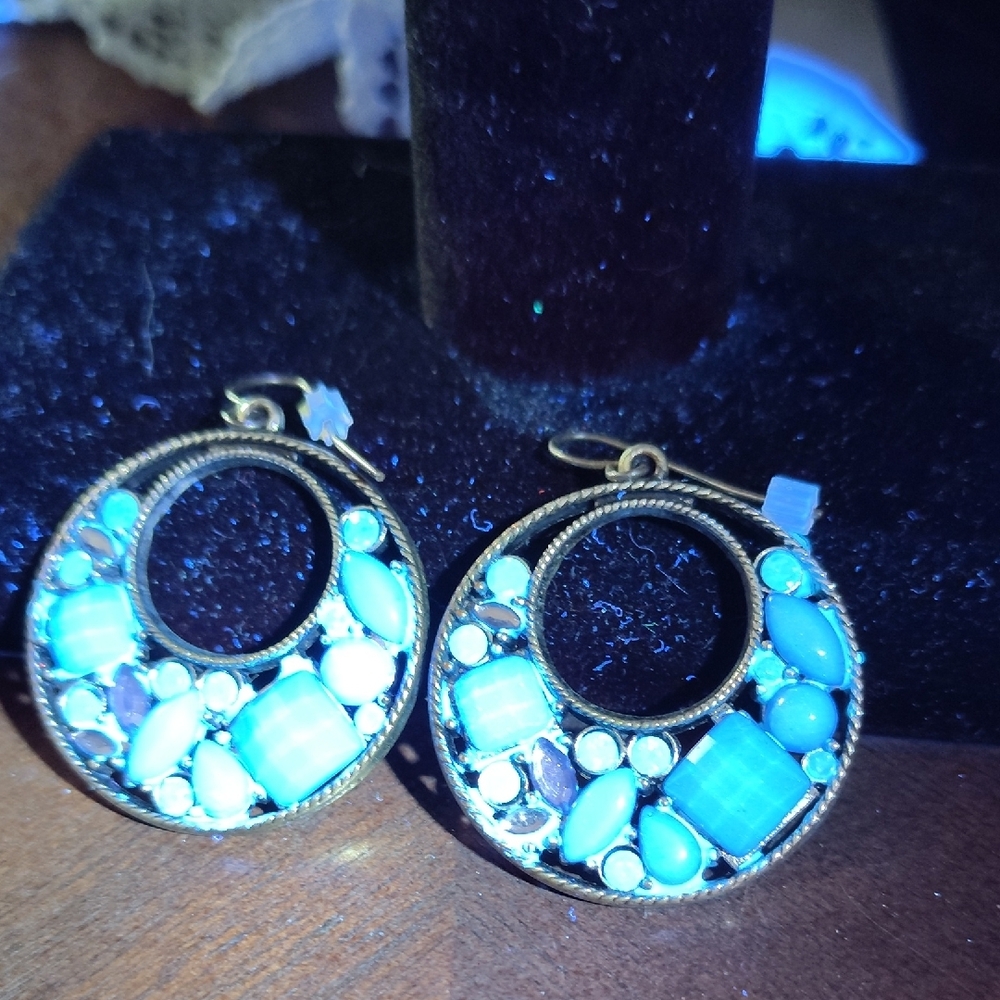 Elegant Blue and Silver Earrings - Picture 6 of 6